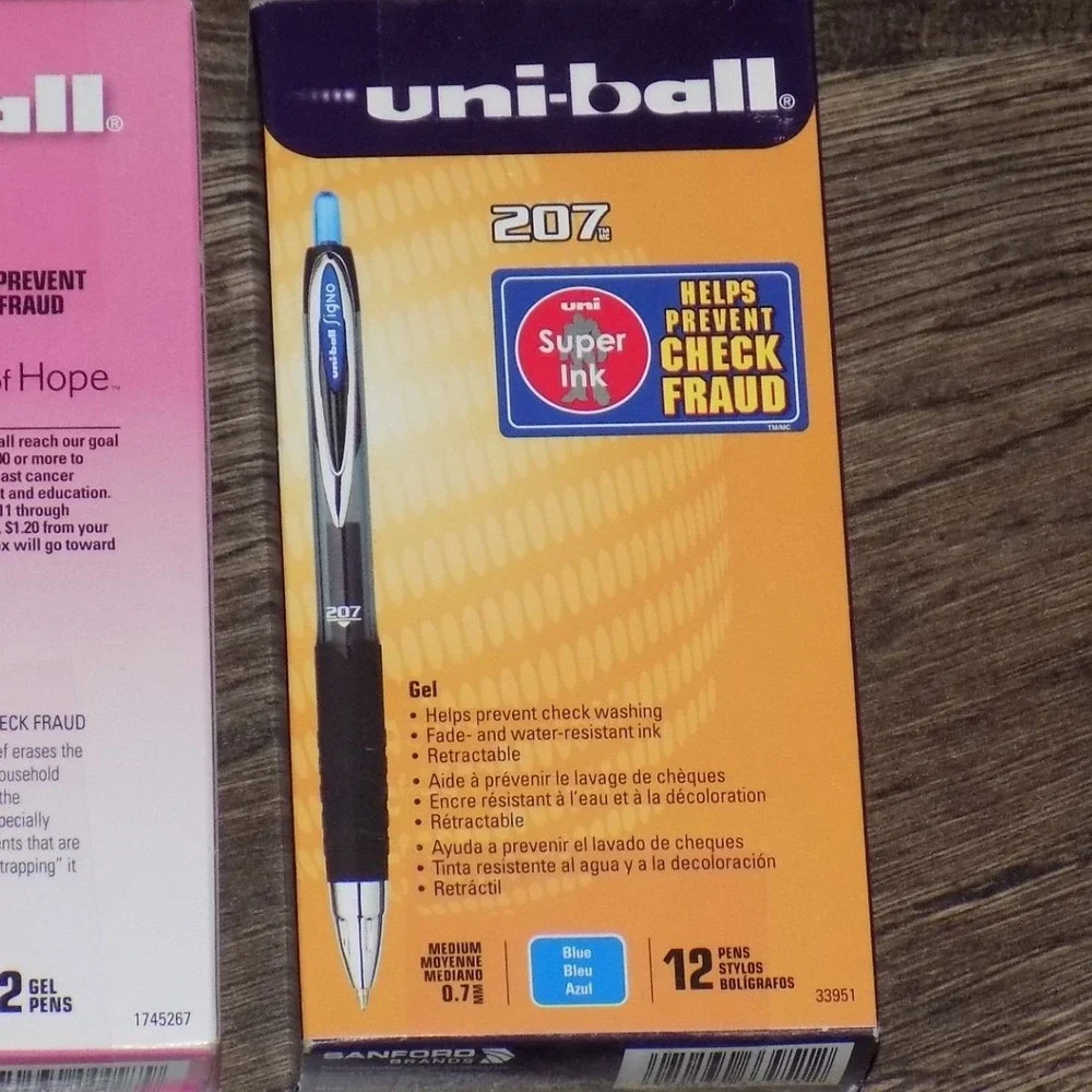 Uni-ball 207 Gel Pens 24 Count Black and Blue Medium 0.7mm New Sealed Bundle